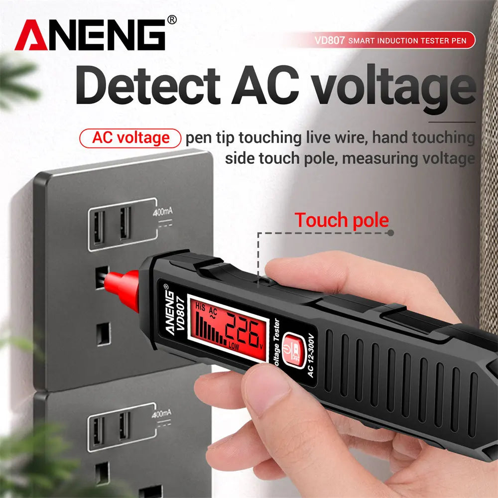 ANENG VD807 testeur d'induction à un mot Portable 50/60Hz stylo électrique intelligent capteur NCV AC 12-300V outils de détection de fil sans contact