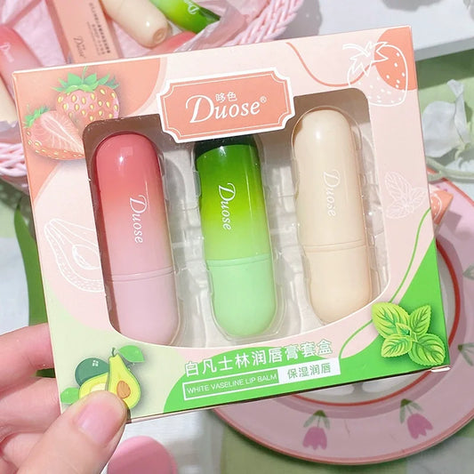 Nouveaux ensembles de baumes à lèvres Fruits hydratant lèvres hydratant nourrissant hydratant rouge à lèvres Kits lèvres huile hydratante et Non grasse