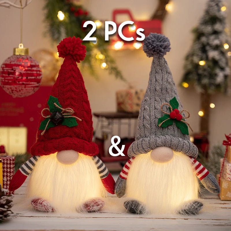 Gnome elfe avec lumière LED, décorations de Noël pour la maison