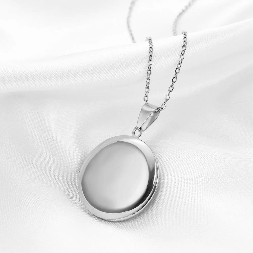 Collier médaillon Photo rond en acier inoxydable poli miroir, 27mm, pour bricolage, cadre Photo, bijoux commémoratifs, cadeau, 10 pièces/lot