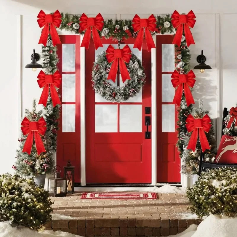 Ornements d'arc de noël, arbre de noël à paillettes, artisanat, guirlande de couronne de noël, ruban décoratif, nœuds brillants, décoration de noël