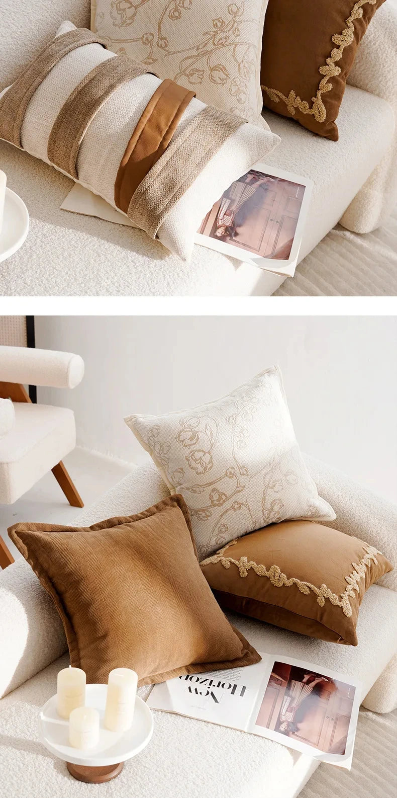 Housse de coussin de luxe légère, 30x50/45x45CM