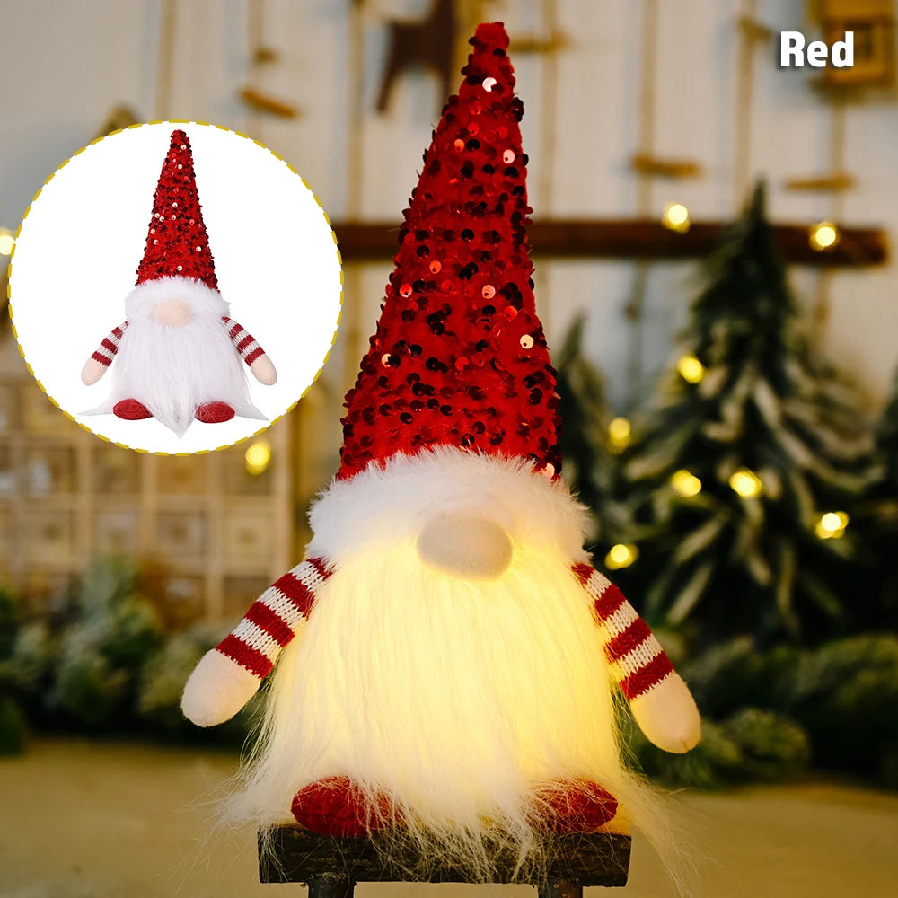 Gnome elfe avec lumière LED, décorations de Noël pour la maison