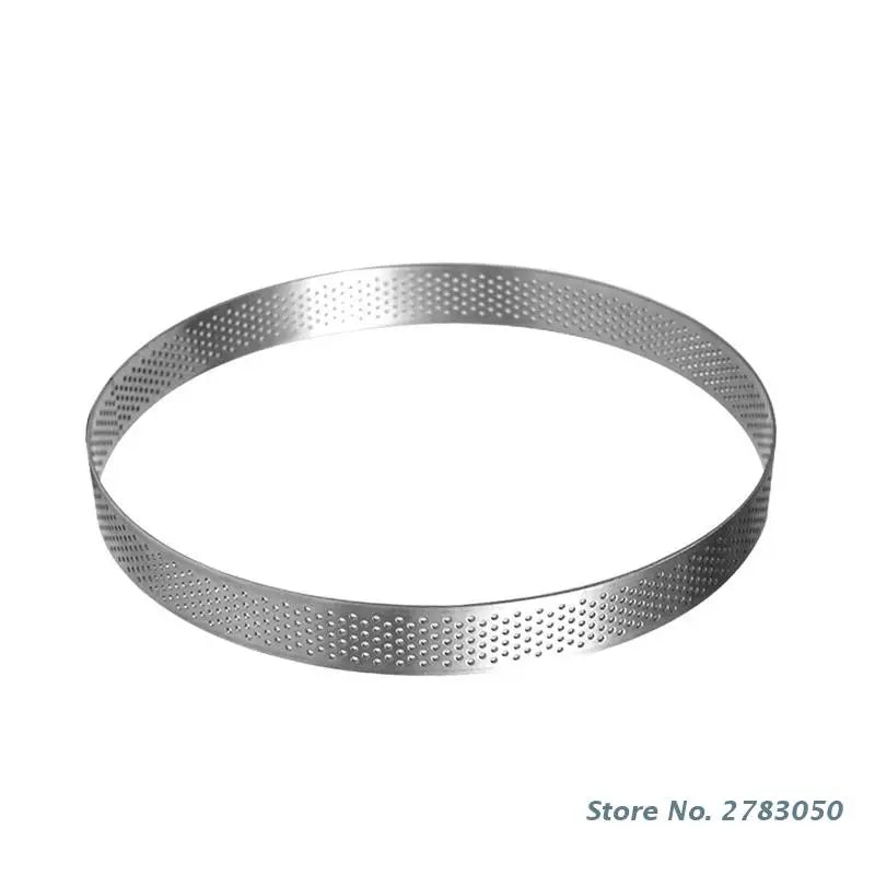 Anneau de tarte circulaire pour Dessert français, en acier inoxydable, perforé, tarte aux fruits, Quiche, moule à Mousse, de cuisine, 9 tailles, 1 pièce
