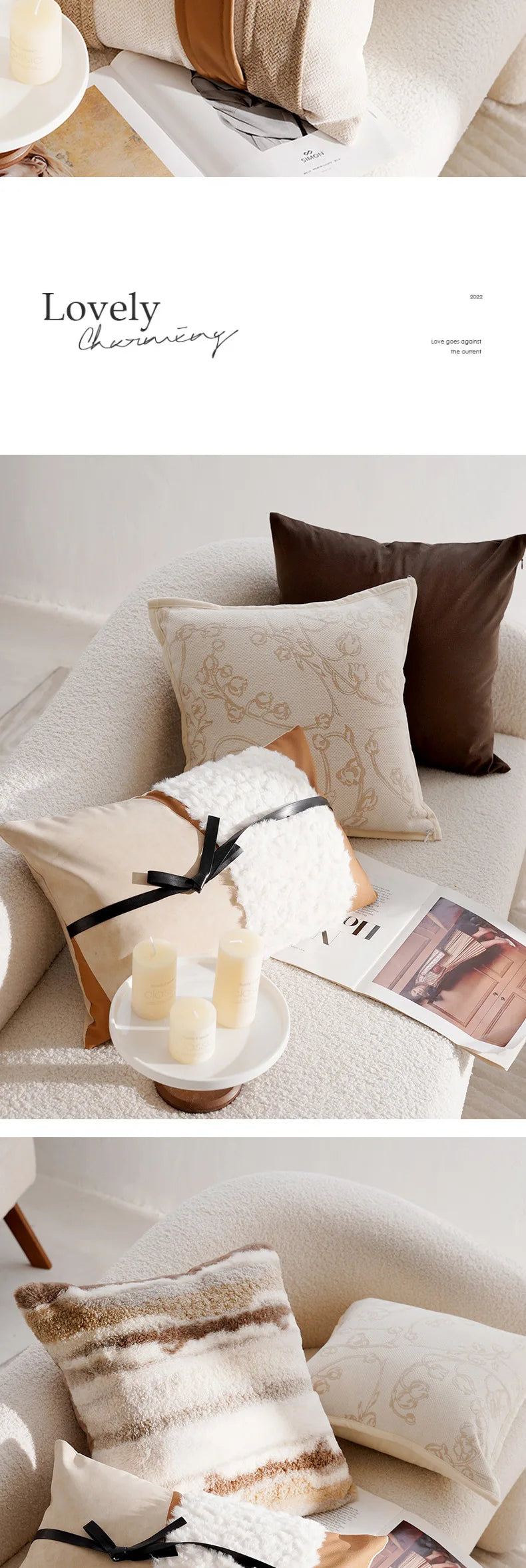 Housse de coussin de luxe légère, 30x50/45x45CM