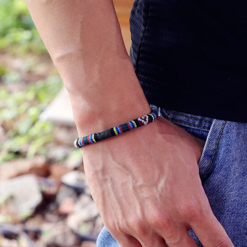 Bracelet bohème Tissu hommes Magentic porte-bonheur