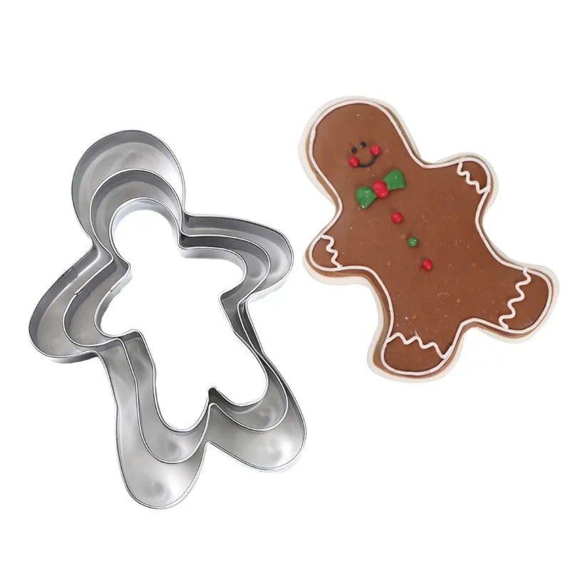 Ensemble de matrices de découpe de biscuits fondant de noël, bonhomme en pain d'épices, moule en acier inoxydable en forme d'arbre de noël, outils de cuisson.