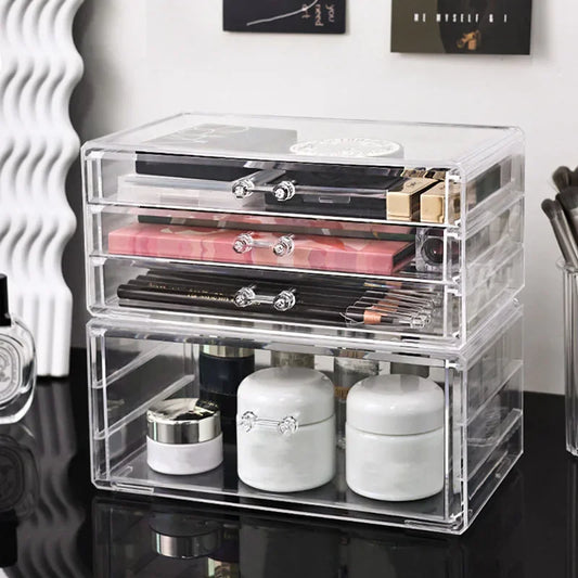 Boîte de rangement de cosmétiques en acrylique, boîte de rangement de rouge à lèvres, support de rangement de maquillage à tiroir de bureau, boîte à bijoux transparente, livraison directe