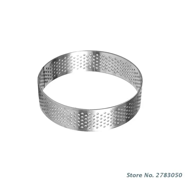 Anneau de tarte circulaire pour Dessert français, en acier inoxydable, perforé, tarte aux fruits, Quiche, moule à Mousse, de cuisine, 9 tailles, 1 pièce