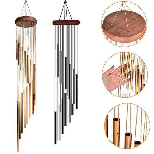 Cloches en alliage d'aluminium avec crochet, cloches dorées et argentées pour l'extérieur, la maison, la fête de mariage, la décoration commémorative, les cadeaux tendance, 12 tubes, 1 PC