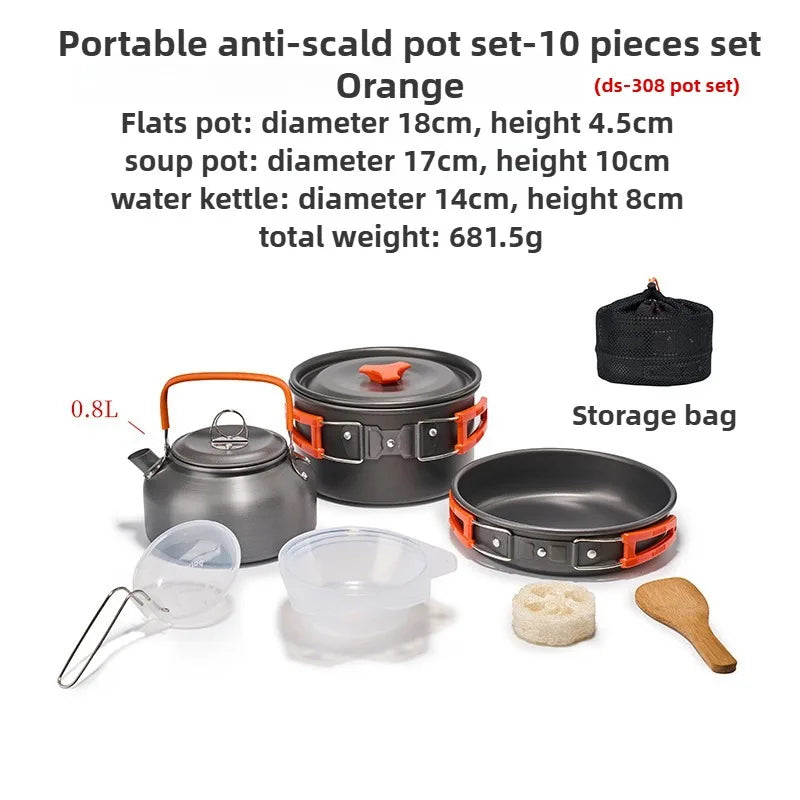 Batterie de cuisine de Camping pour 1 à 3 personnes, casserole et poêle légères et portables avec sac de transport, parfait pour le Camping en plein air