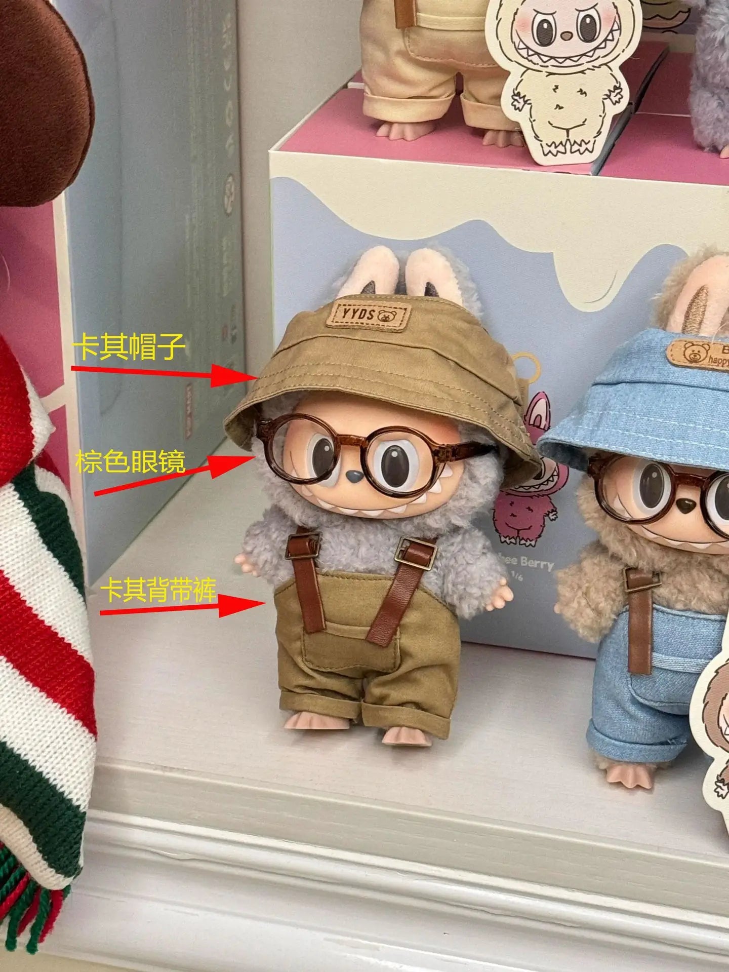 Ensemble de vêtements de poupée Labubu, accessoires de poupée, ensembles multiples en option, outils, appareil photo, salopette, chapeau seau, mignon, fait à la main, de haute qualité