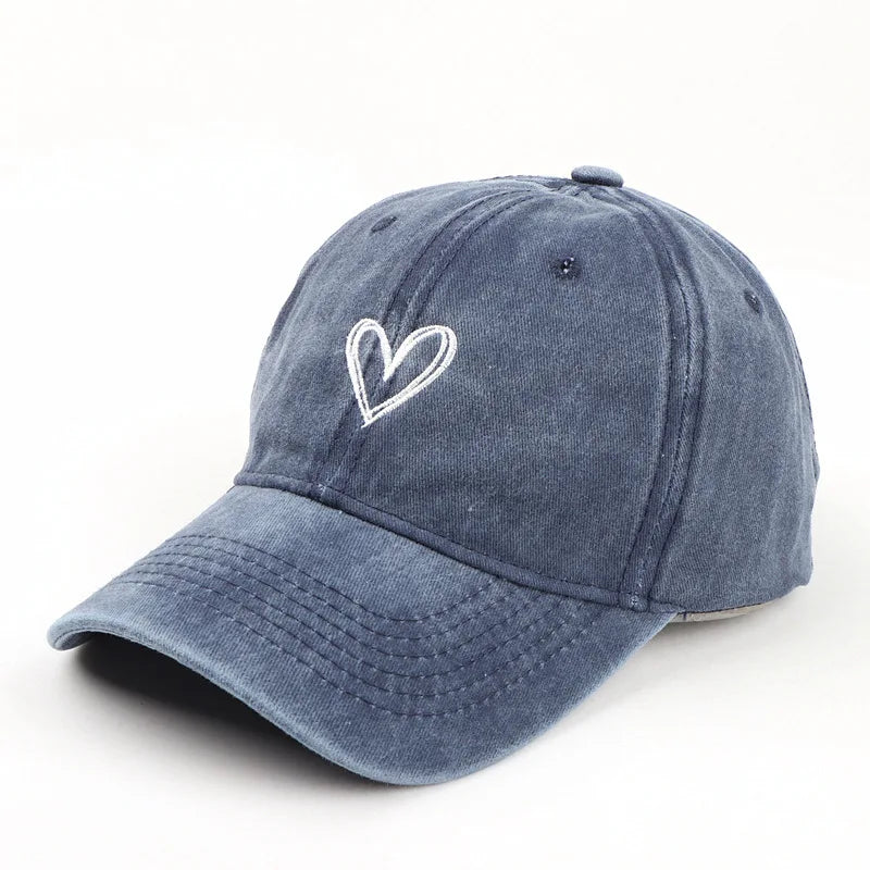 Casquette Homme printemps/été chapeau femme brodé coeur de pêche lavage Denim Baseball chapeau décontracté Version coréenne mince Gorras