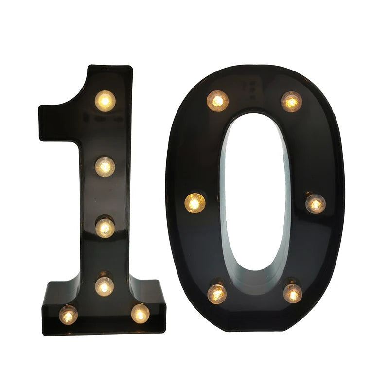 2 pièces 18 21st 30th 40th 50th 60th noir numéro LED chaîne veilleuse lampe joyeux adulte anniversaire fête décoration
