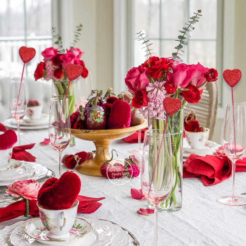 Bâtonnets de coeur en mousse scintillante - 10 pièces