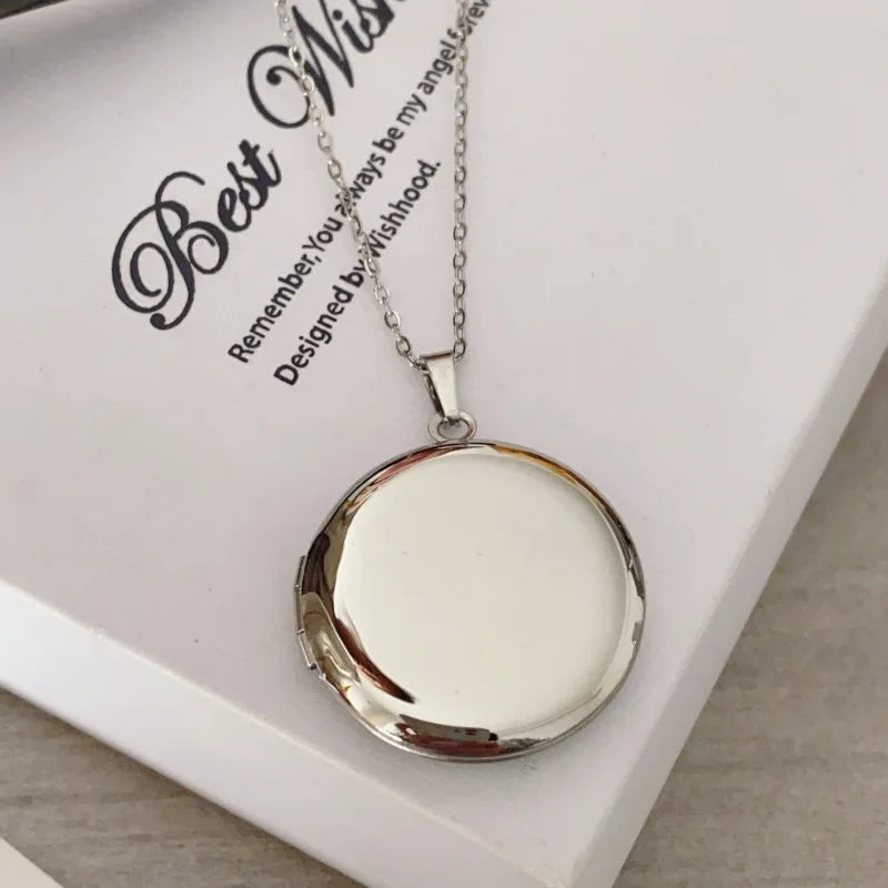 Collier médaillon Photo rond en acier inoxydable poli miroir, 27mm, pour bricolage, cadre Photo, bijoux commémoratifs, cadeau, 10 pièces/lot