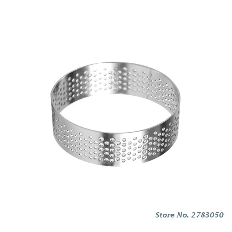Anneau de tarte circulaire pour Dessert français, en acier inoxydable, perforé, tarte aux fruits, Quiche, moule à Mousse, de cuisine, 9 tailles, 1 pièce