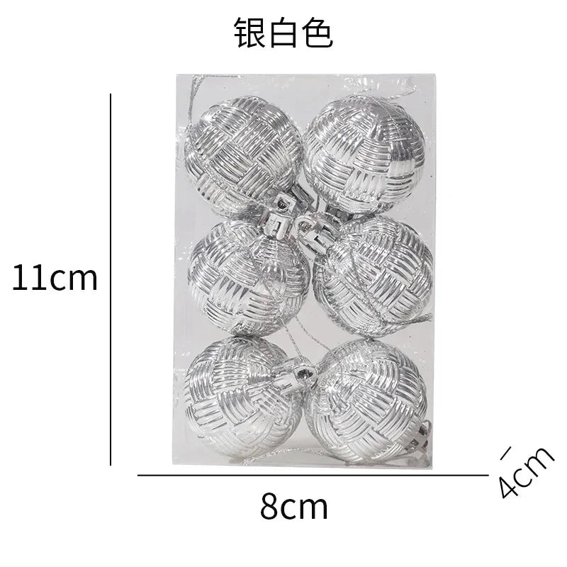 Ensemble d'ornements de boule de Noël en plastique, 8 pièces/ensemble 4CM, pendentif d'arbre de Nël, accessoires de décoration Noël