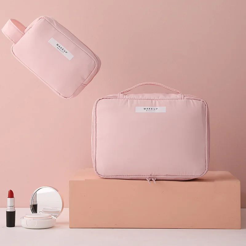 Trousse de maquillage de voyage résistante à l'eau, trousse cosmétique de toilette, boîte de maquillage portable de grande capacité, soins de la peau, évaluation de stockage