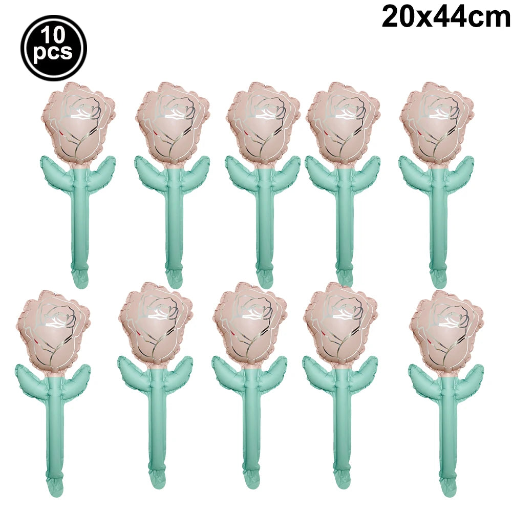 Grands ballons roses rouges de mariage, ballons en aluminium en forme de fleur de Rose, décorations cadeaux d'anniversaire pour la fête des mères, cadeaux d'anniversaire