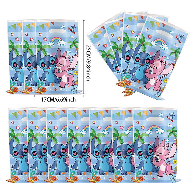 30 pièces bleu rose point sacs cadeaux de fête avec poignées Lilo & point thème faveurs de fête sacs bébé enfants fête d'anniversaire décor