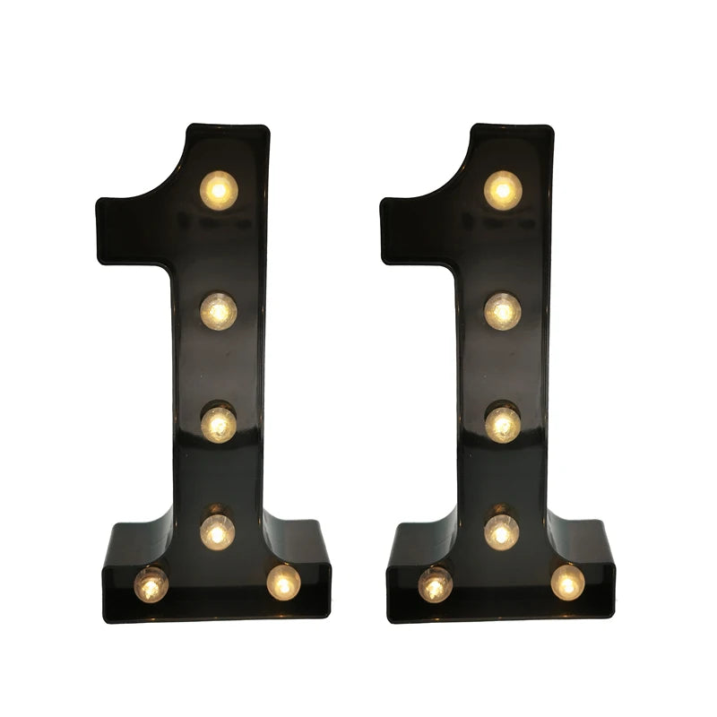 2 pièces 18 21st 30th 40th 50th 60th noir numéro LED chaîne veilleuse lampe joyeux adulte anniversaire fête décoration