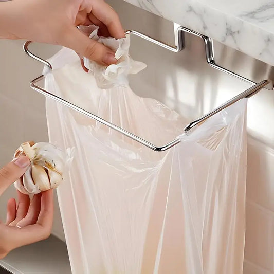 Kitchen Trash Rack Closet Stand Stainless Steel kitchen Accessories Cabinet Door Garbage Storage Holder Garbage Bags Holder
