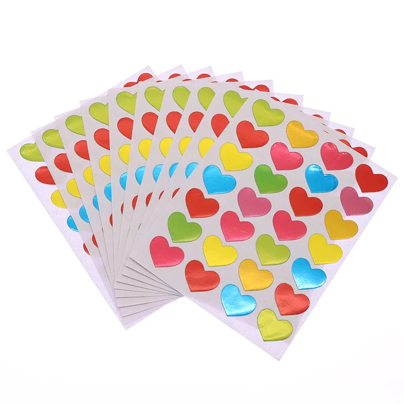 Autocollants à paillettes plaqués or pour enfants, étiquette d'éloge pour mère et enseignant, autocollant d'amour étoile à cinq branches, 10 feuilles/paquet