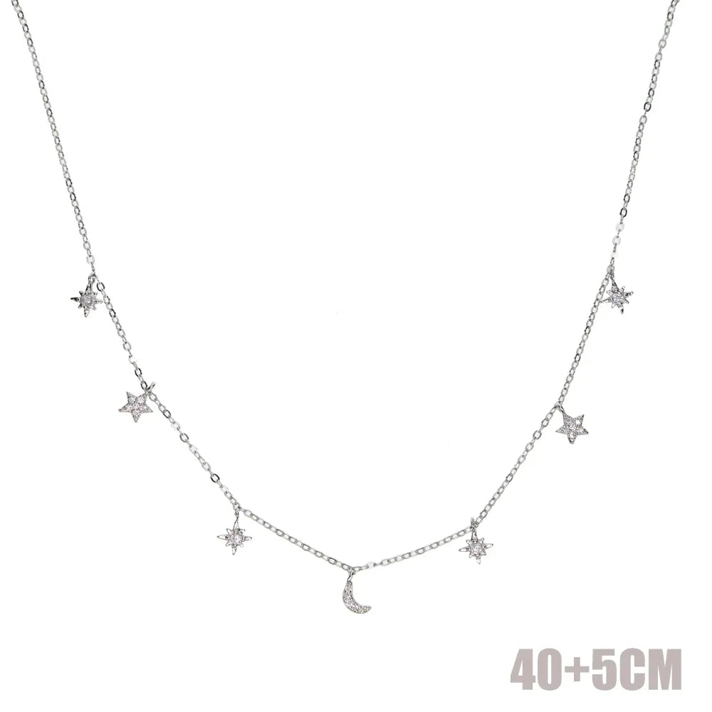 Collier ras du cou en argent Sterling 925 pour femmes, Station CZ transparente, multi-charmes, à la mode, délicat, points Disco, goutte d'eau, pendentif