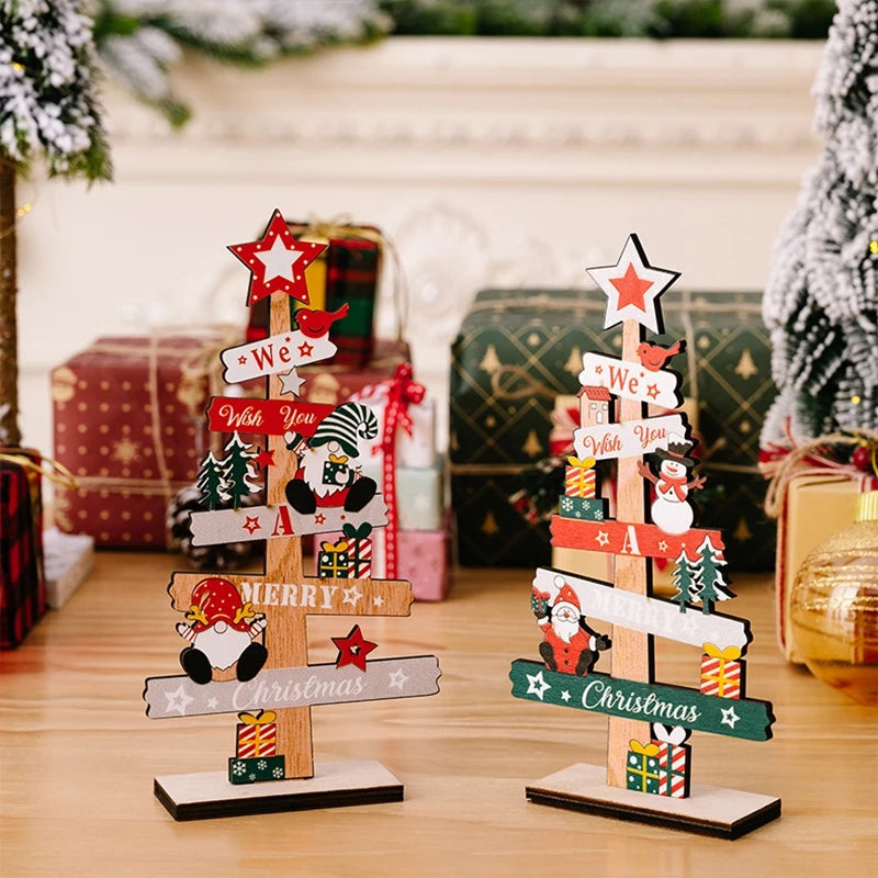 Ornement de bureau d'arbre de Noël en bois