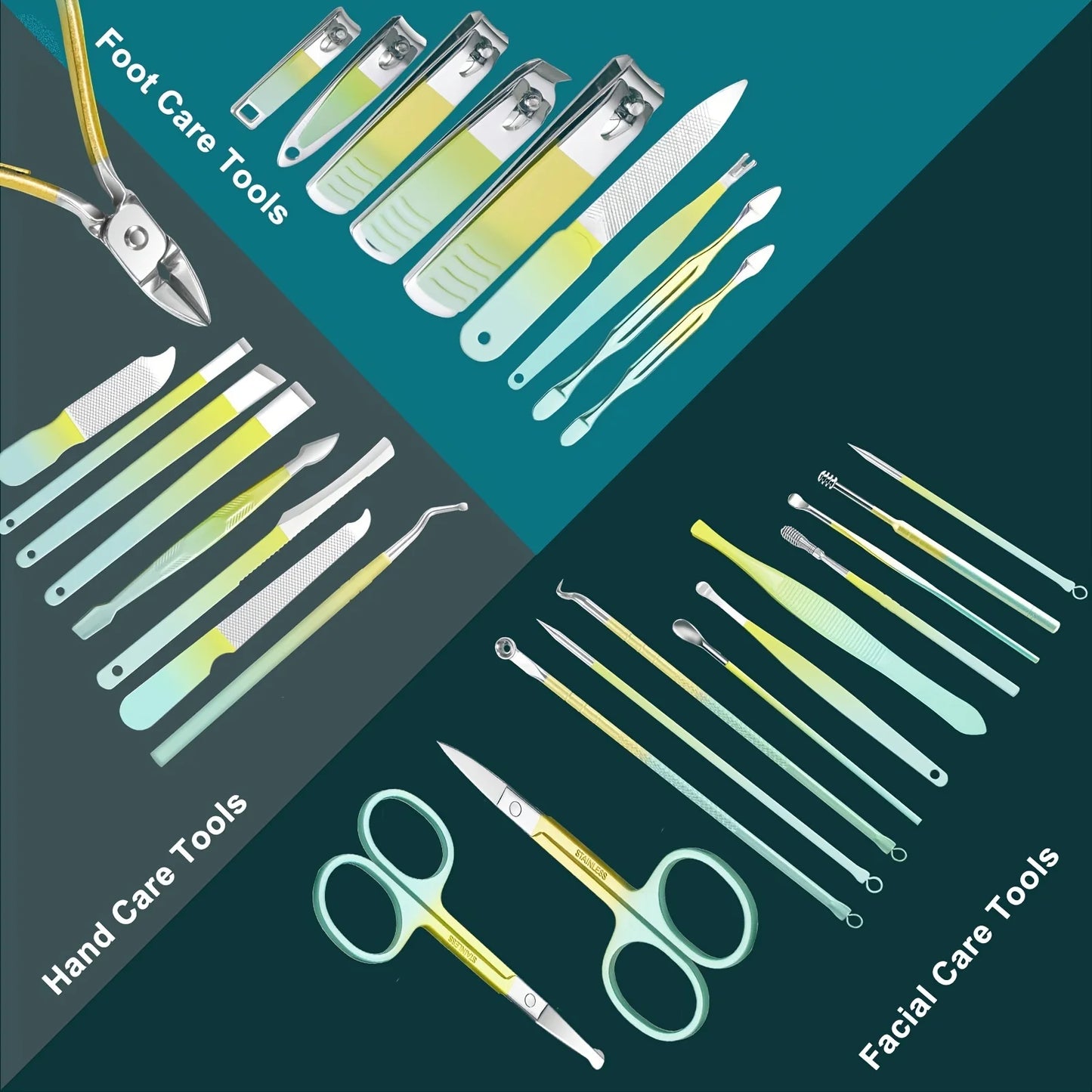 Ensemble d'outils de manucure coupe-ongles 30 pièces, avec étui de voyage Portable, pinces à cuticules et Kit de coupe, coupe-ongles professionnel