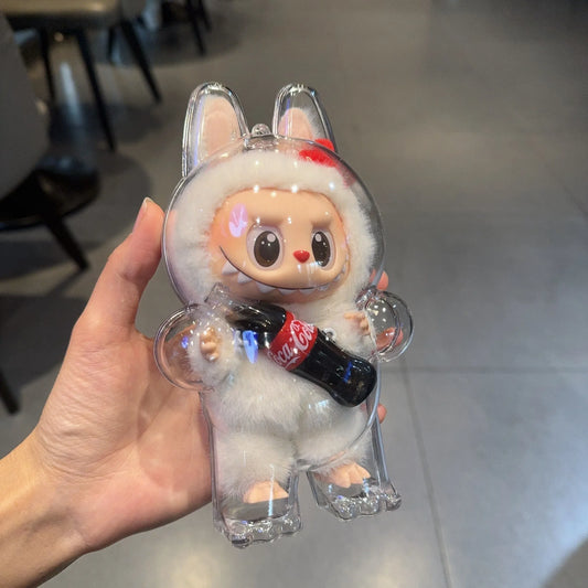 Étui de protection Labubu Portable Transparent, étui de protection la bubu, organisateur en acrylique, sac de poupée Labubu avec porte-clés