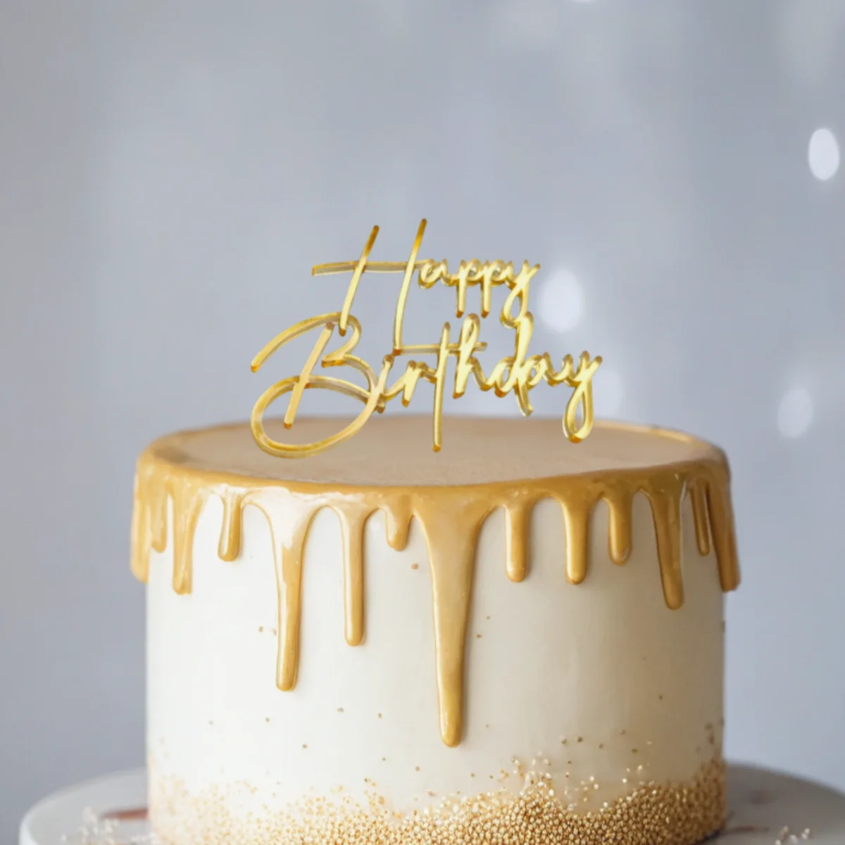 Décoration de gâteau d'anniversaire en acrylique doré, 3 pièces, décorations de gâteau joyeux anniversaire haut de gamme pour décoration de gâteau et de fête