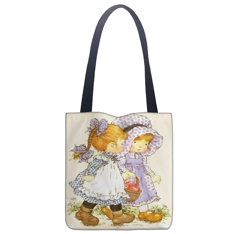 Mode Sarah Kay impression pliable écologique sac à provisions fourre-tout sacs à main 40X40CM pour voyage sac d'épicerie