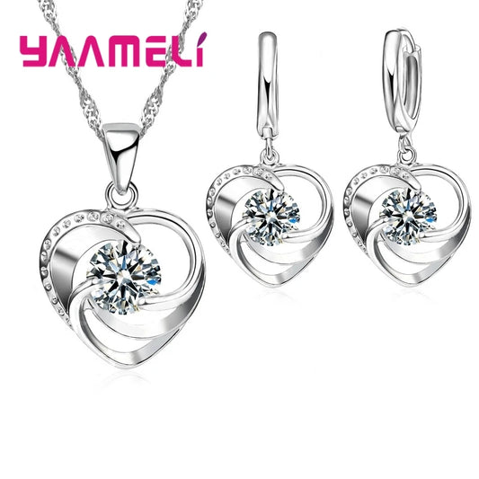 Ensemble collier et boucles d'oreilles - argent