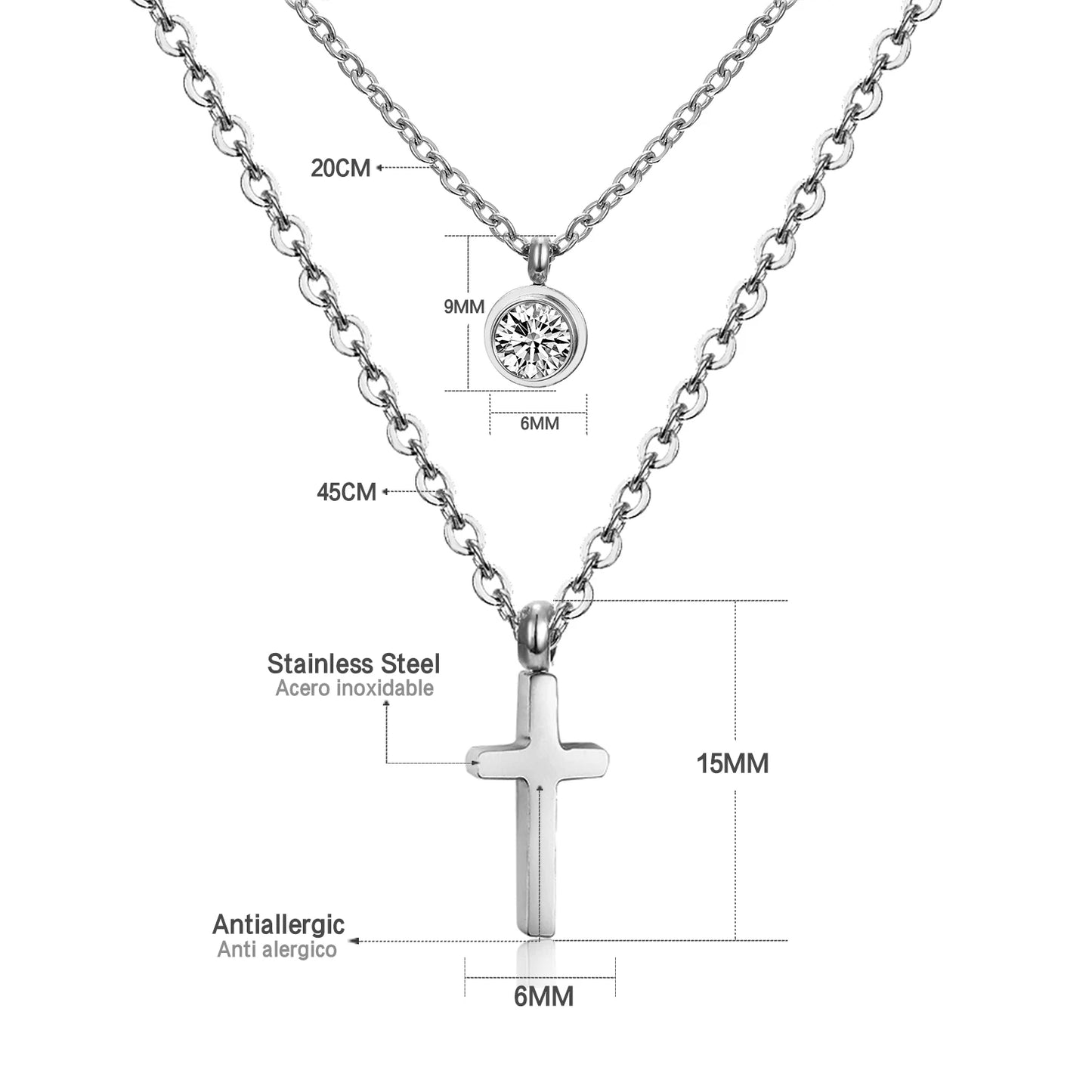 Collier multi rang acier inoxydable,colliers à pendentif Double couche en Zircon cubique pour femmes, bijoux dorés de luxe, ras du cou, en acier inoxydable