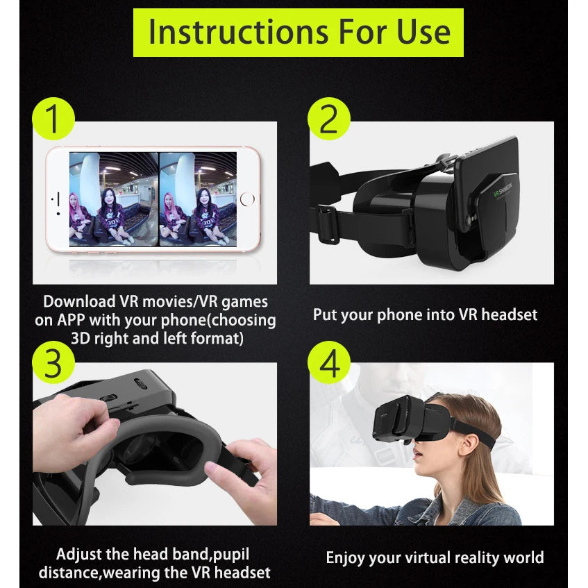 Lunettes VR de réalité virtuelle 3D, pour téléphone portable, Smartphones, casque de jeu de 7 pouces, avec lunettes Viar réelles, lentilles pour appareil portable