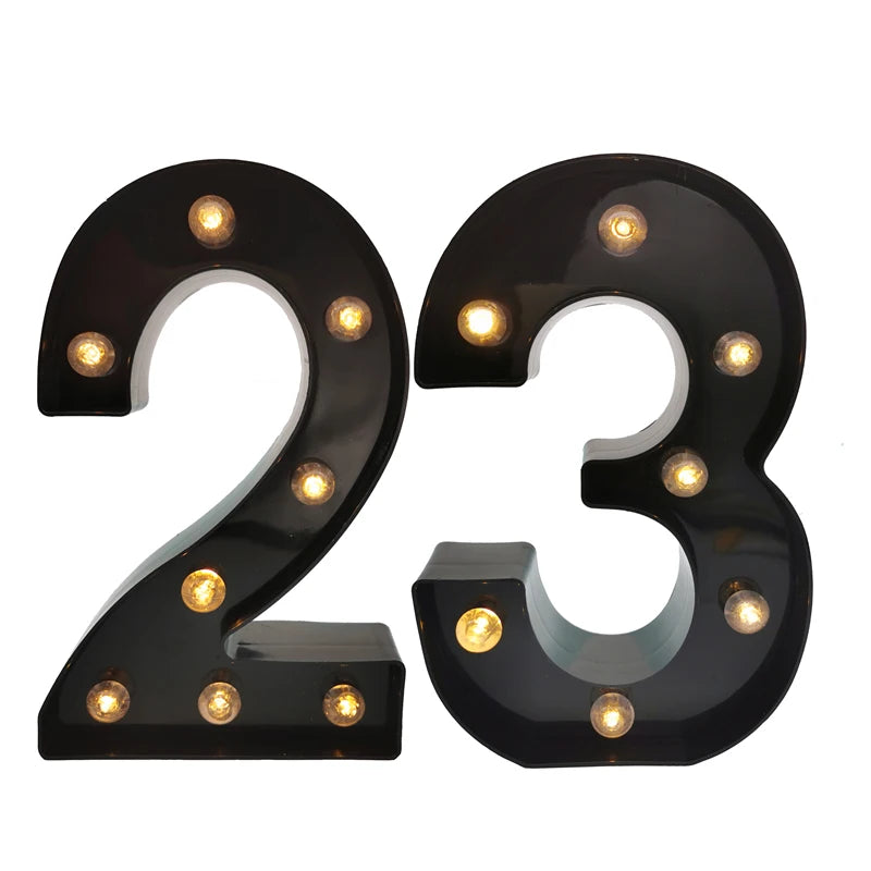 2 pièces 18 21st 30th 40th 50th 60th noir numéro LED chaîne veilleuse lampe joyeux adulte anniversaire fête décoration