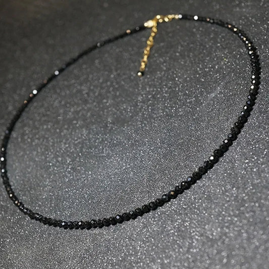 Mode Simple perles noires chaîne courte collier ras du cou Femme
