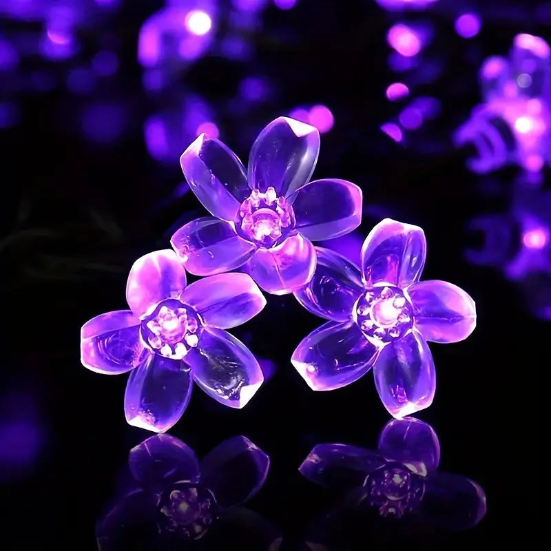 Solaire violet/bleu/charme/couleur fleur de cerisier jardin fleur lumières guirlandes chaîne lumières solaire extérieur étanche noël déco