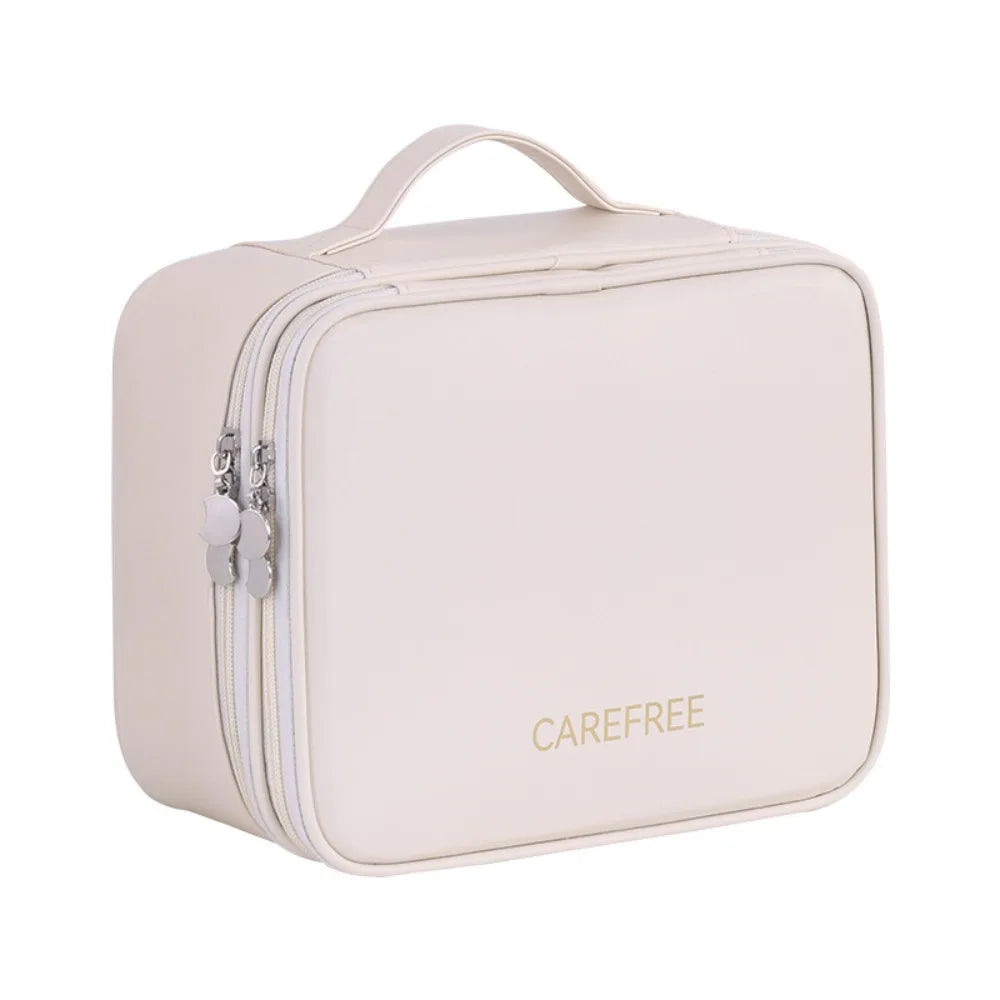 Pu Leather Fashion Women Travel Makeup Bag Tote Large Capacity Organizer Cosmetic Toiletry Pouch Luxury Double Layer Makeup Bag