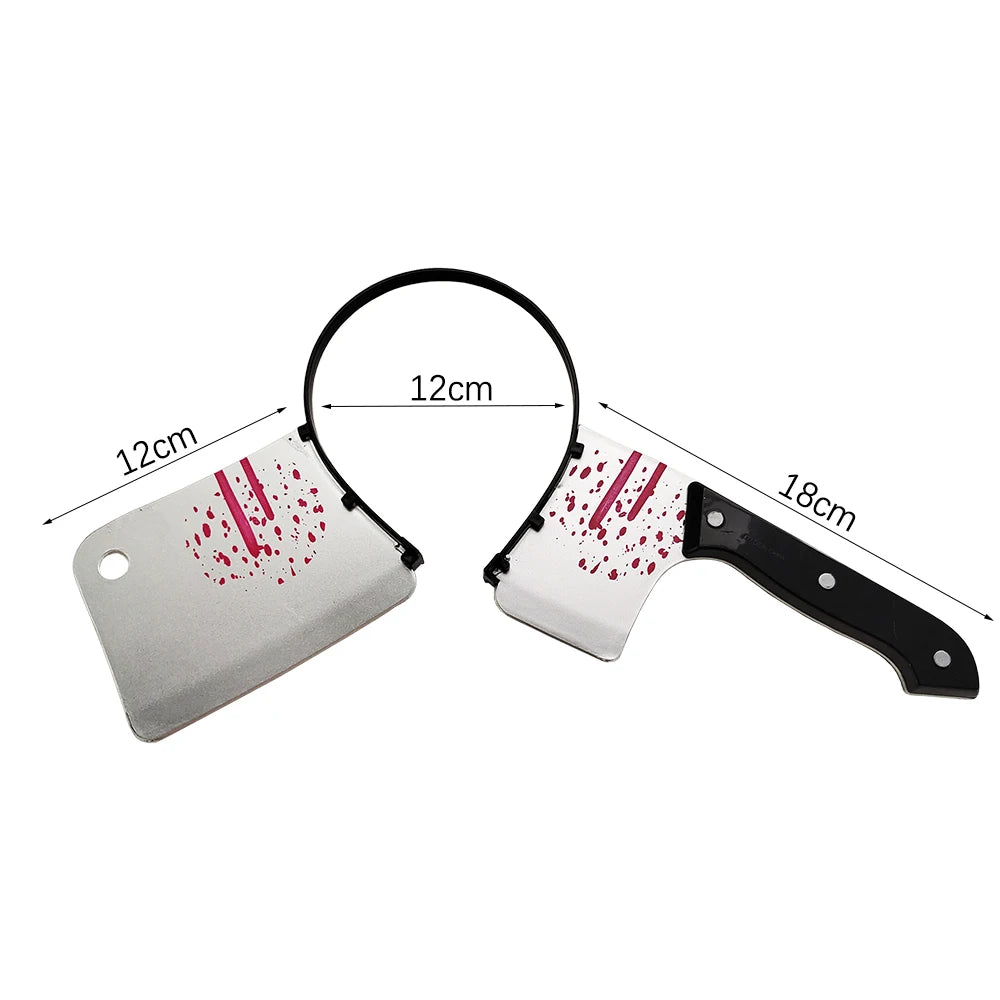 Cerceau de cheveux de sang d'horreur d'Halloween, faux couteau de scies de hache, accessoire déguisement