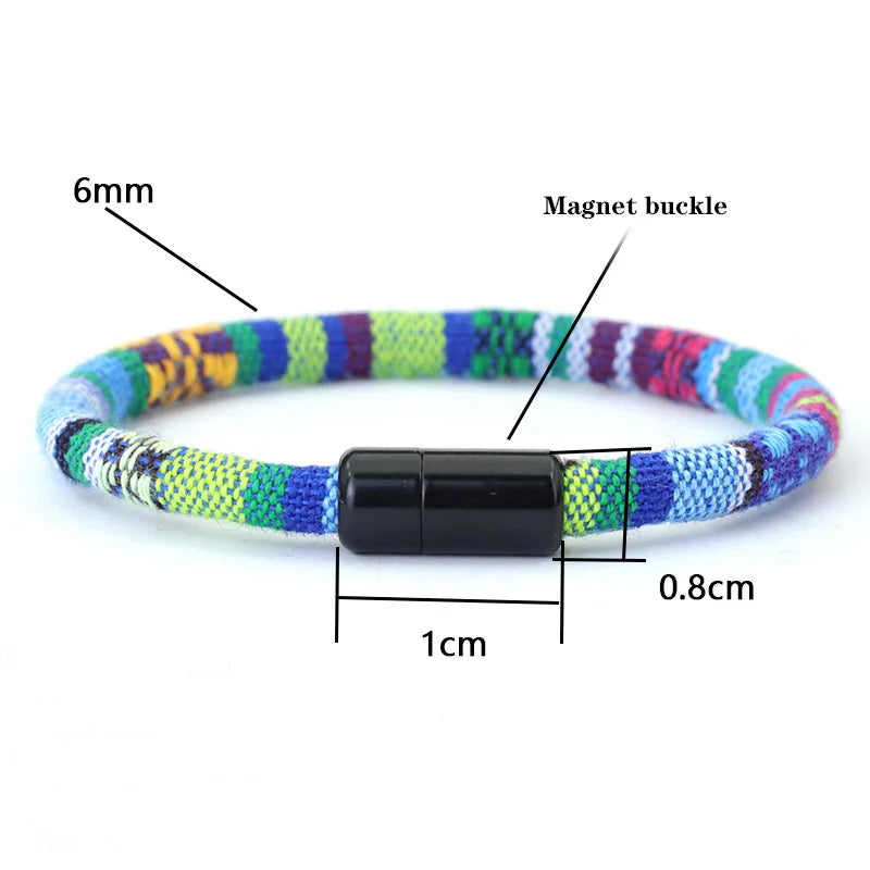 Bracelet bohème Tissu hommes Magentic porte-bonheur