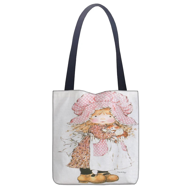 Mode Sarah Kay impression pliable écologique sac à provisions fourre-tout sacs à main 40X40CM pour voyage sac d'épicerie