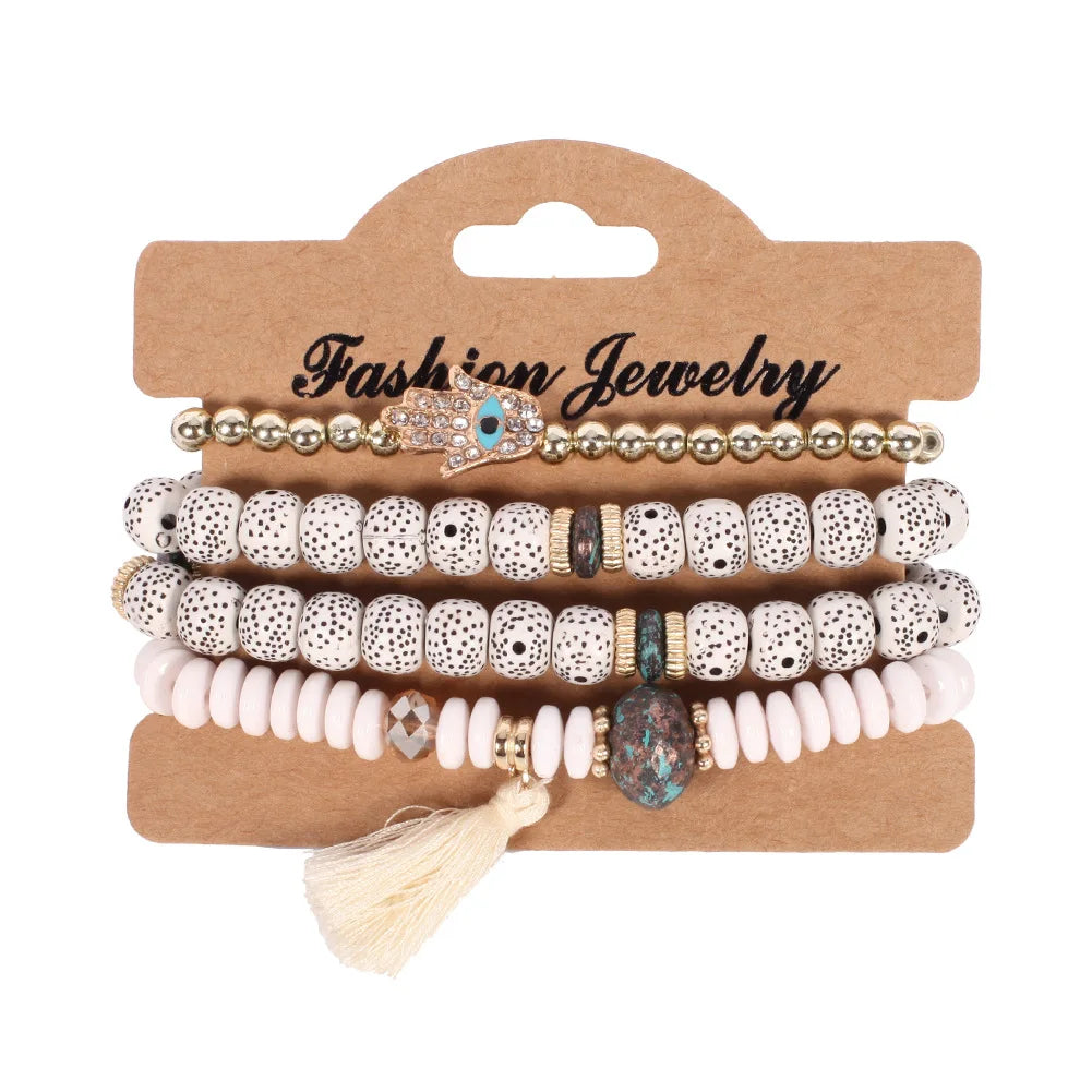 Ensemble de bracelets bohème en perles faites à la main pour femmes, chaîne de perles colorées d'été, accessoires de bijoux Boho pour hommes