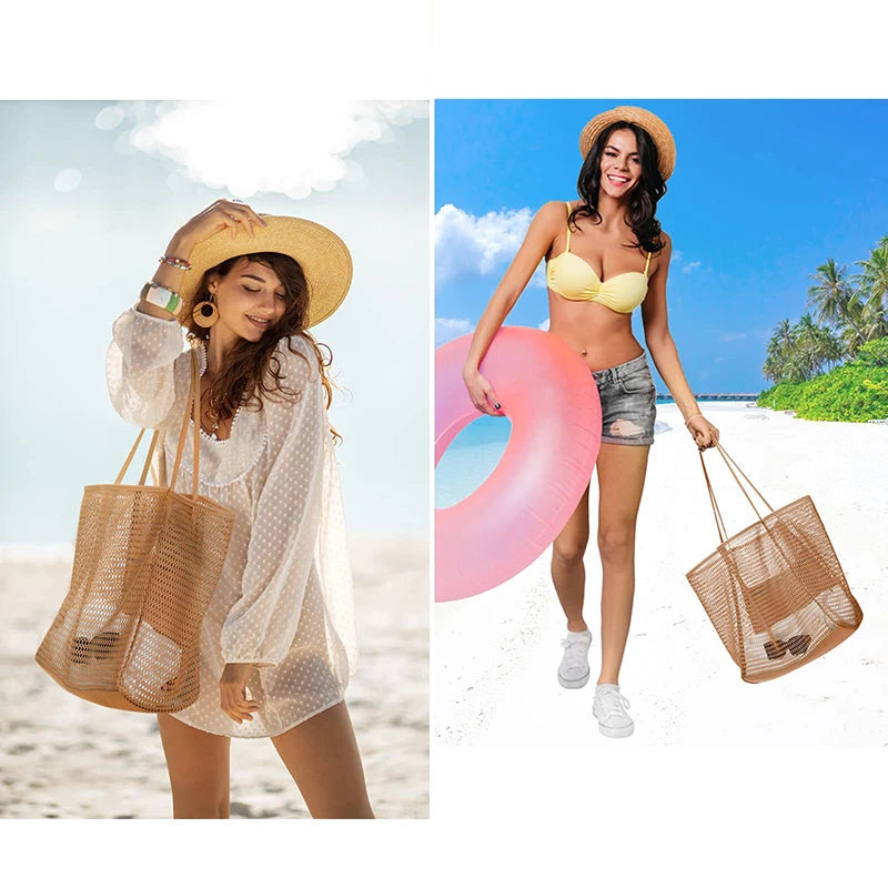 Sac de plage en maille, fourre-tout pour voyage, piscine, famille, plage, vacances, croisière, organisateur essentiel, sacs de rangement