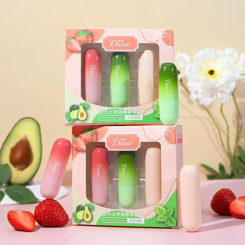 Nouveaux ensembles de baumes à lèvres Fruits hydratant lèvres hydratant nourrissant hydratant rouge à lèvres Kits lèvres huile hydratante et Non grasse