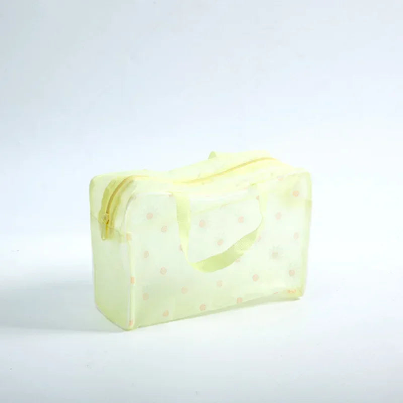 Trousse de toilette transparente en PVC pour femme, trousse de maquillage, sac de rangement pour le bain, sac à cosmétiques de voyage floral, étanche, 5 couleurs