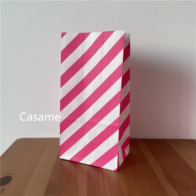 Mini sacs en papier multicolores à pois colorés, 18 x 9 x 6 cm, emballage cadeau ouvert