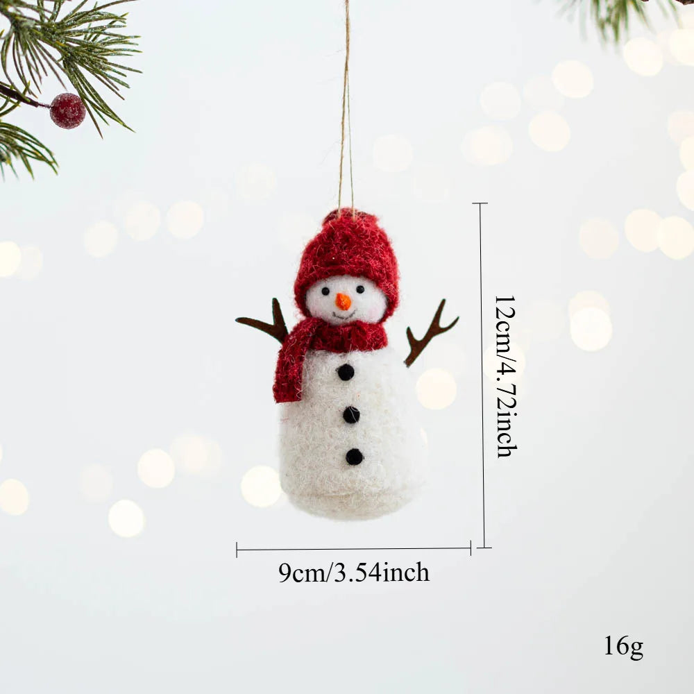 Pendentif de Bonhomme de neige de Noël, décoration d'arbre de Noël, poupée en feutre